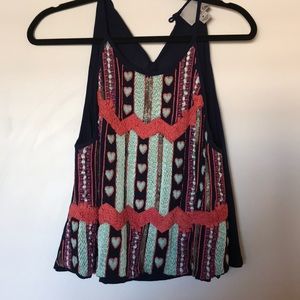 Beaded and embroidered tank